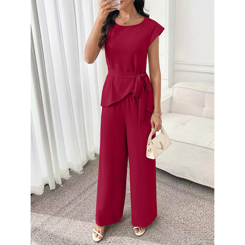 Ensemble Femme Haut Ceinturé et Pantalon Large - PanierRoyale