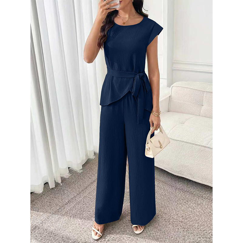 Ensemble Femme Haut Ceinturé et Pantalon Large