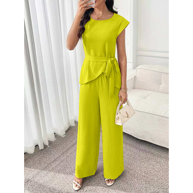 Ensemble Femme Haut Ceinturé et Pantalon Large