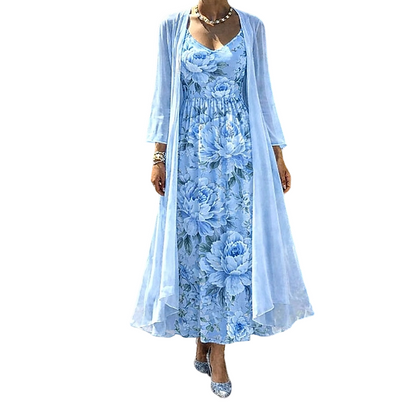 Ensemble Femme Robe Fluide et Cardigan Léger Assorti