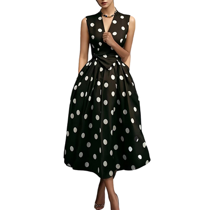 Robe Femme Sans Manches Col en V Ceinture Taille