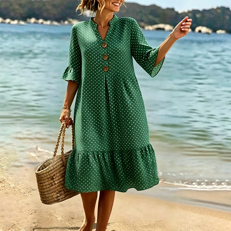 Robe midi Femme Mousseline Manches Volantées