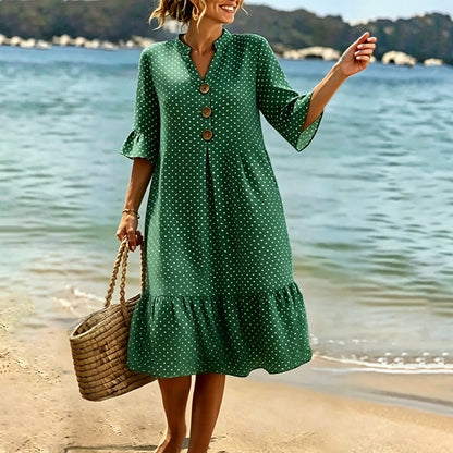 Robe midi Femme Mousseline Manches Volantées