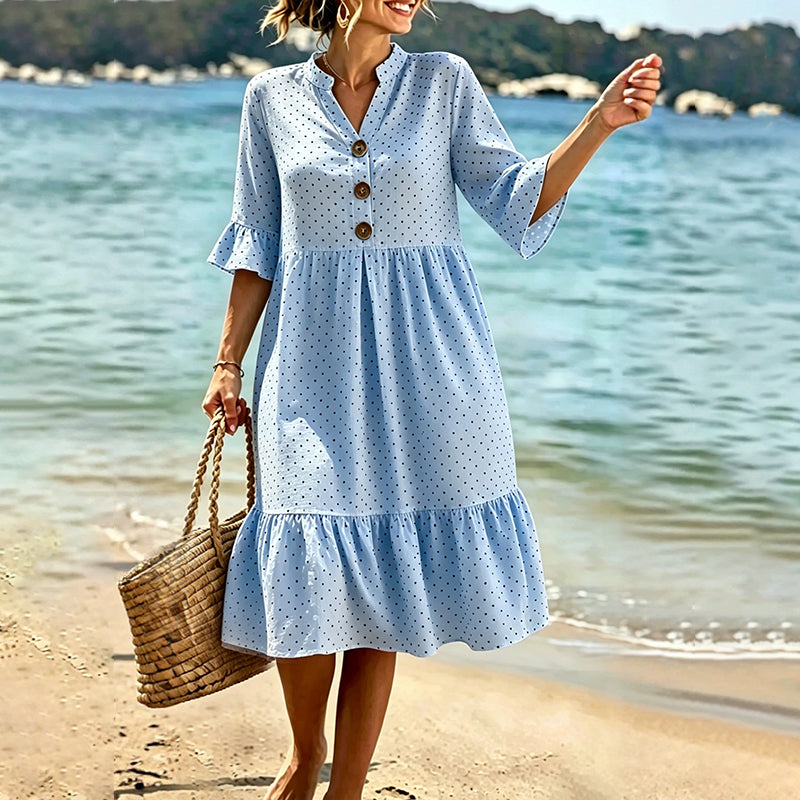 Robe midi Femme Mousseline Manches Volantées
