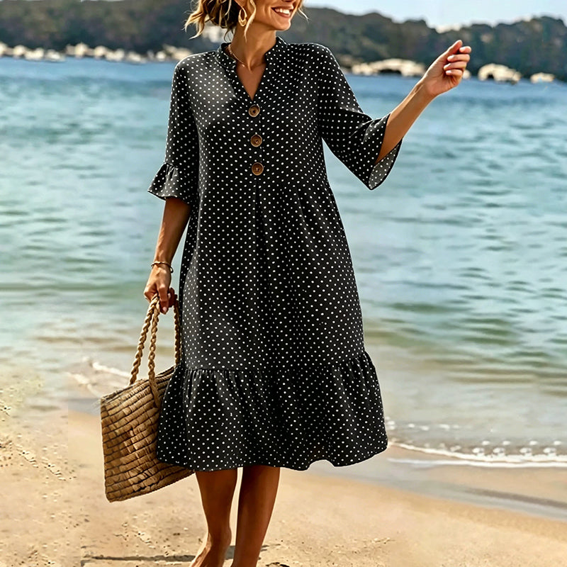 Robe midi Femme Mousseline Manches Volantées
