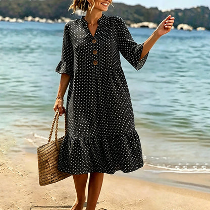 Robe midi Femme Mousseline Manches Volantées