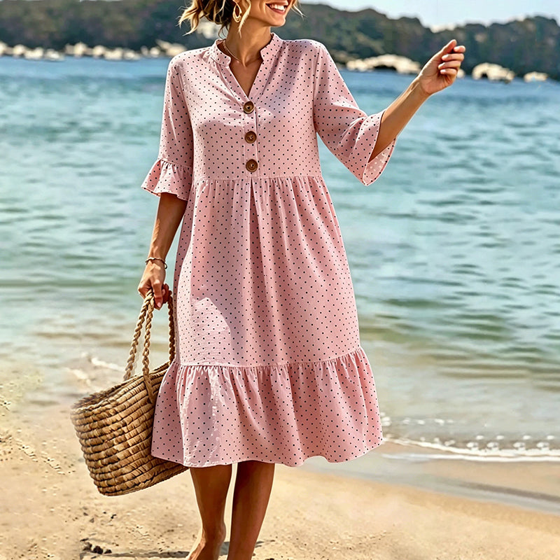 Robe midi Femme Mousseline Manches Volantées