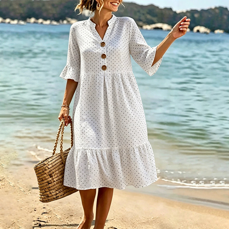 Robe midi Femme Mousseline Manches Volantées