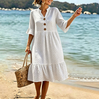 Robe midi Femme Mousseline Manches Volantées