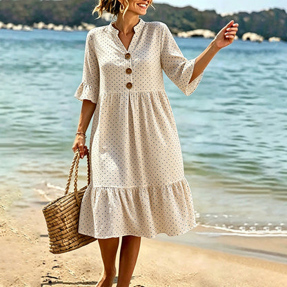 Robe midi Femme Mousseline Manches Volantées