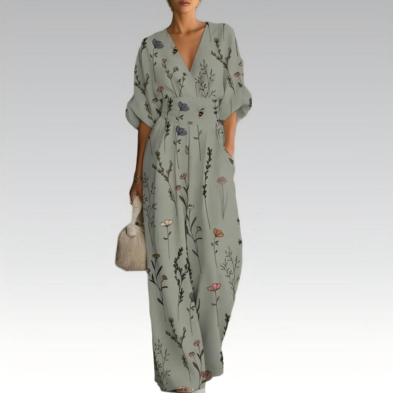 Combinaison Femme Fluide Col en V Taille Marquée