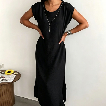 Robe midi Femme Sans Manches Fente Latérale