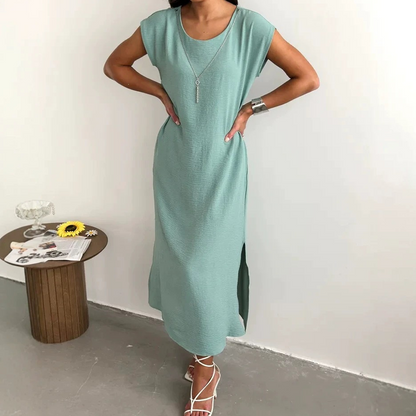 Robe midi Femme Sans Manches Fente Latérale