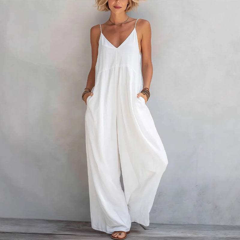 Combinaison Femme Bretelles Fines Coupe Large Jambes