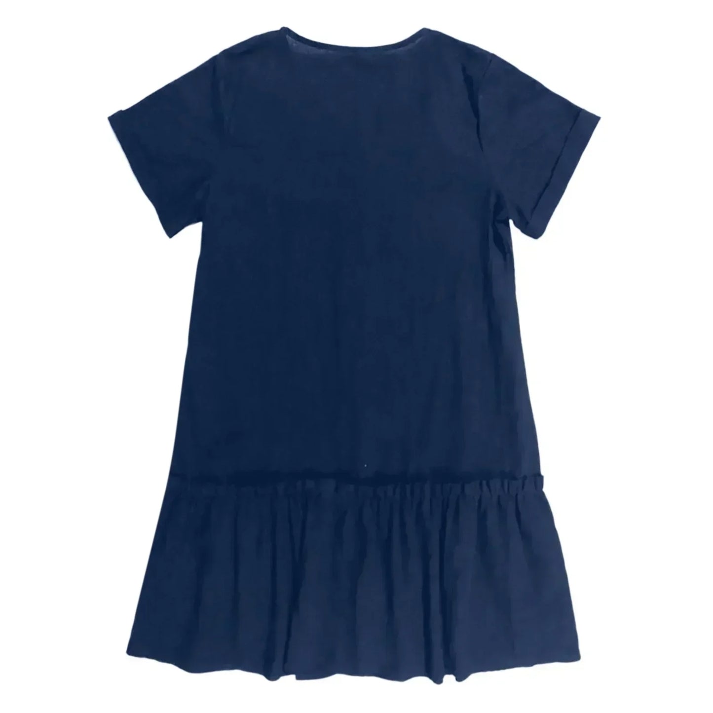 Robe courte Femme Coton Lin Boutons Ourlet Volanté
