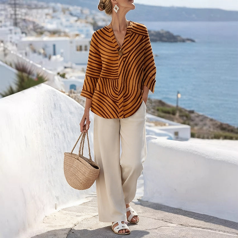 Ensemble Femme Deux Pièces Coton Pantalon Large Fluide