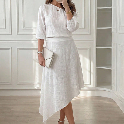 Ensemble Femme Jupe Asymétrique Fluide Coupe Ample