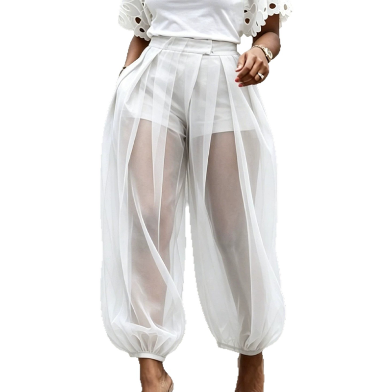 Pantalon Femme Mesh Transparent avec Short Intégré