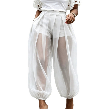 Pantalon Femme Mesh Transparent avec Short Intégré