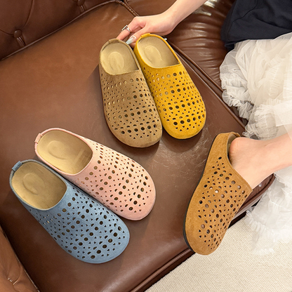 Chaussons Femme Suède Artificiel Ajourés à Enfiler