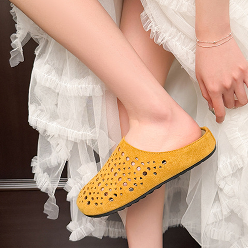 Chaussons Femme Suède Artificiel Ajourés à Enfiler