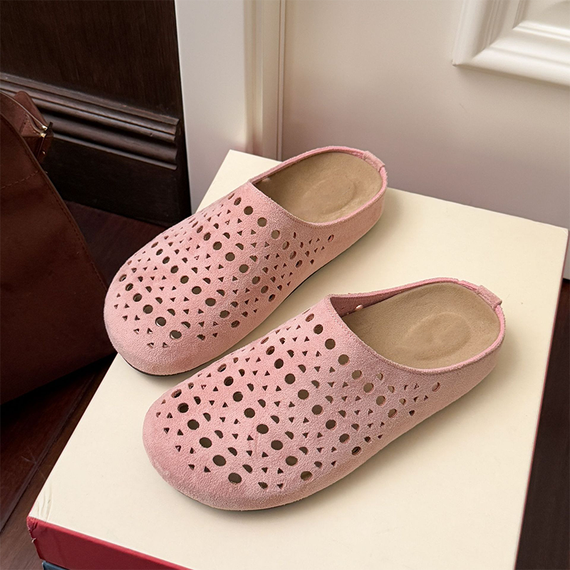 Chaussons Femme Suède Artificiel Ajourés à Enfiler - PanierRoyale
