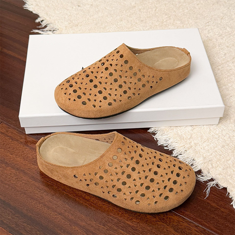 Chaussons Femme Suède Artificiel Ajourés à Enfiler