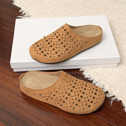 Chaussons Femme Suède Artificiel Ajourés à Enfiler