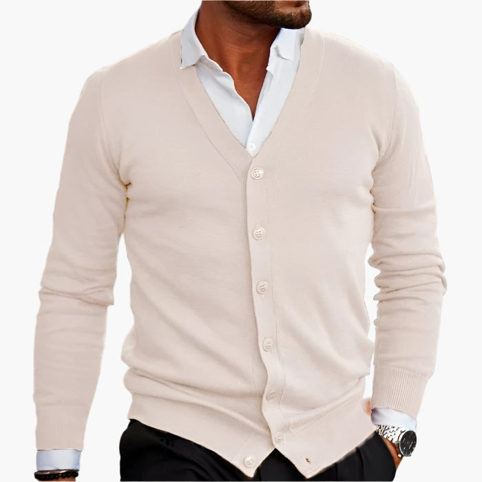 Cardigan Homme Hiver Chaud à Manches Longues et Col en V