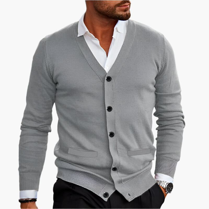 Cardigan Homme Hiver Chaud à Manches Longues et Col en V