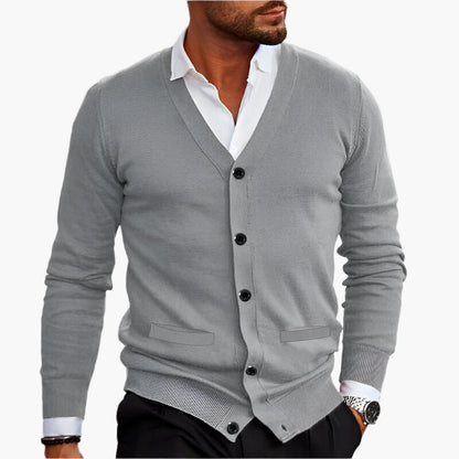 Cardigan Homme Hiver Chaud à Manches Longues et Col en V