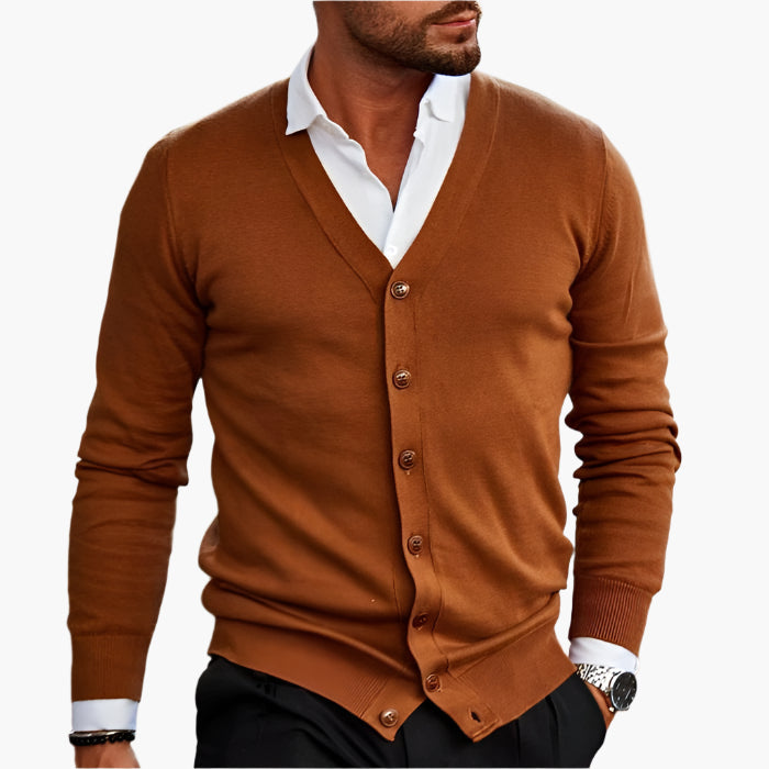 Cardigan Homme Hiver Chaud à Manches Longues et Col en V
