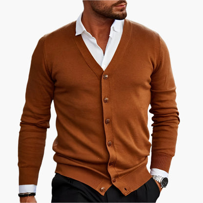 Cardigan Homme Hiver Chaud à Manches Longues et Col en V
