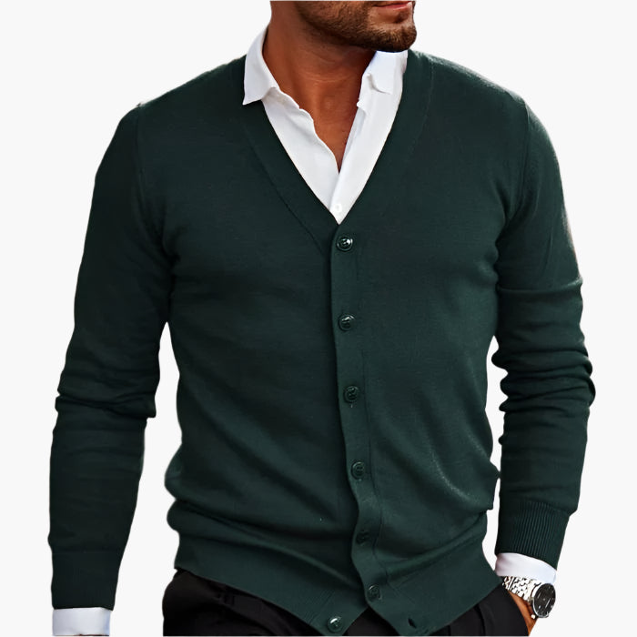 Cardigan Homme Hiver Chaud à Manches Longues et Col en V
