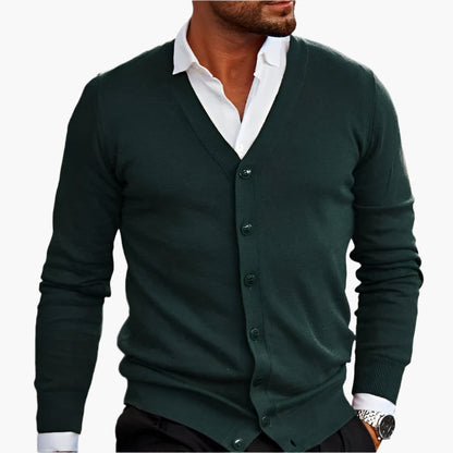 Cardigan D'hiver Décontracté À Col En V Et Boutons Pour Homme | Manches Longues