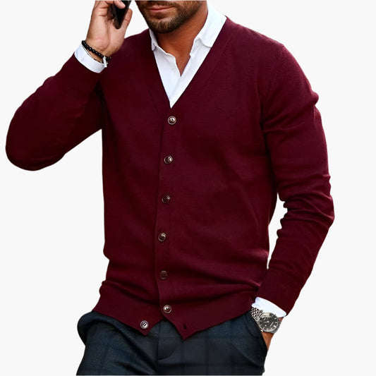 Cardigan Homme Hiver Chaud à Manches Longues et Col en V - PanierRoyale