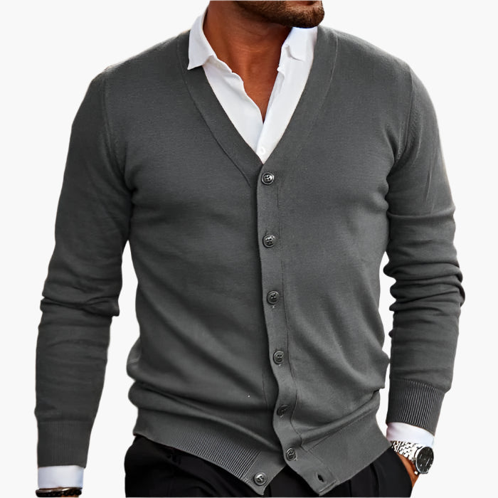Cardigan Homme Hiver Chaud à Manches Longues et Col en V