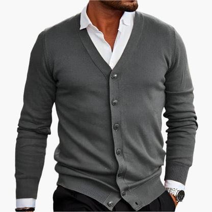 Cardigan Homme Hiver Chaud à Manches Longues et Col en V