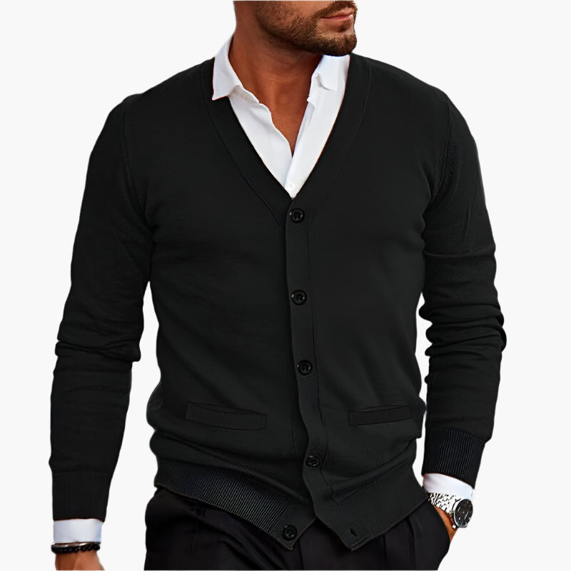 Cardigan Homme Hiver Chaud à Manches Longues et Col en V