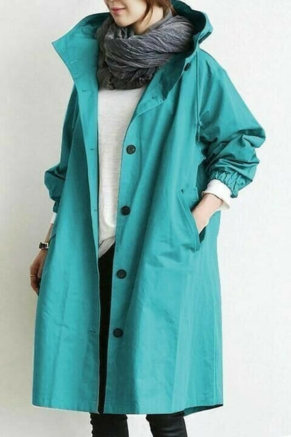 Veste femme longue à capuche avec fermeture éclair