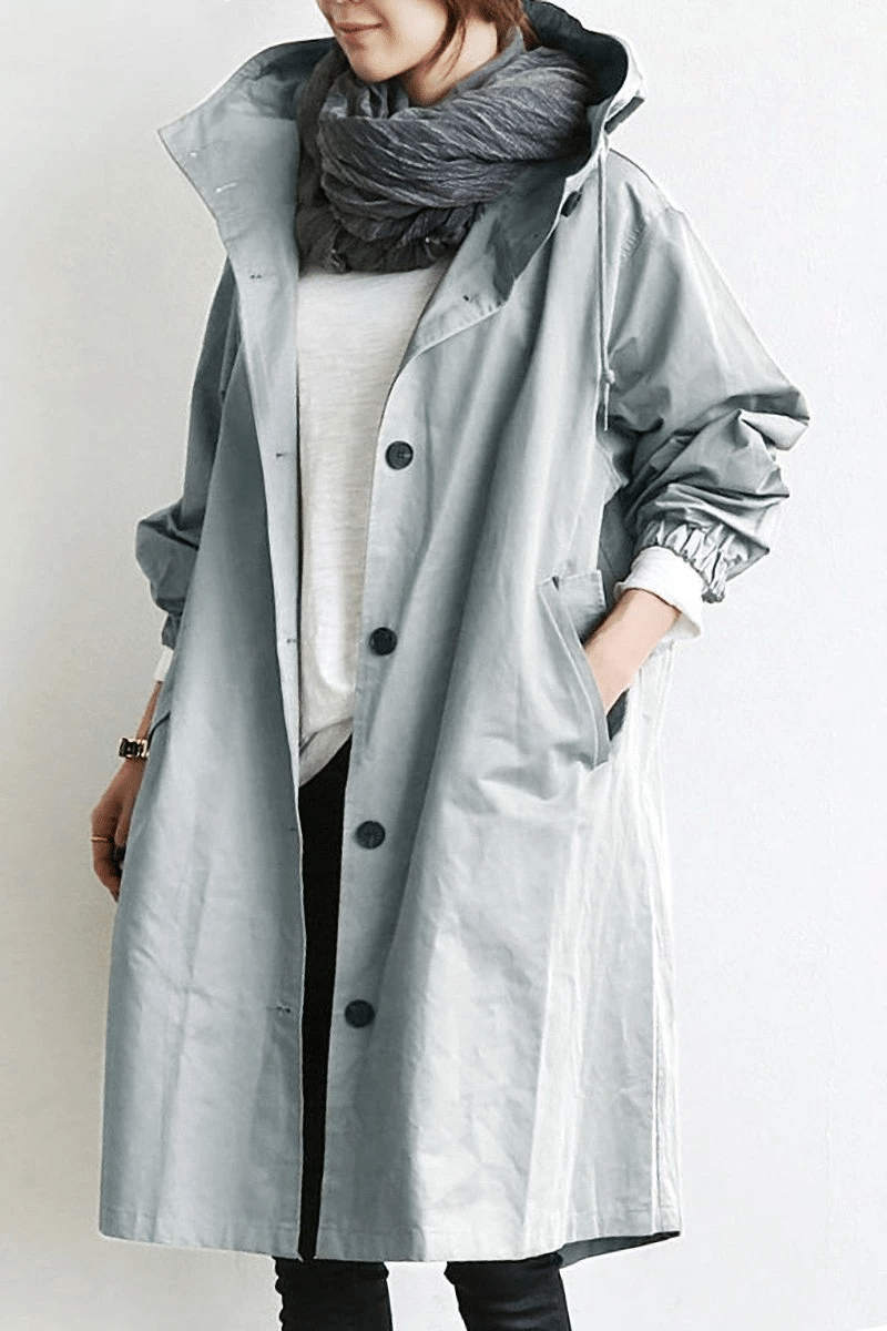 Veste femme longue à capuche avec fermeture éclair - PanierRoyale