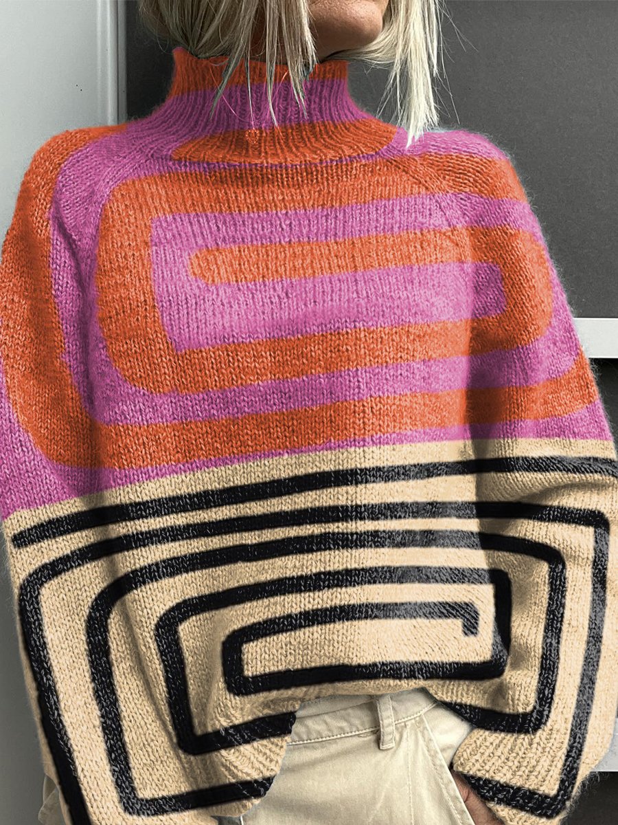 Pull Femme Col Roulé Tricot Épais Coupe Confortable