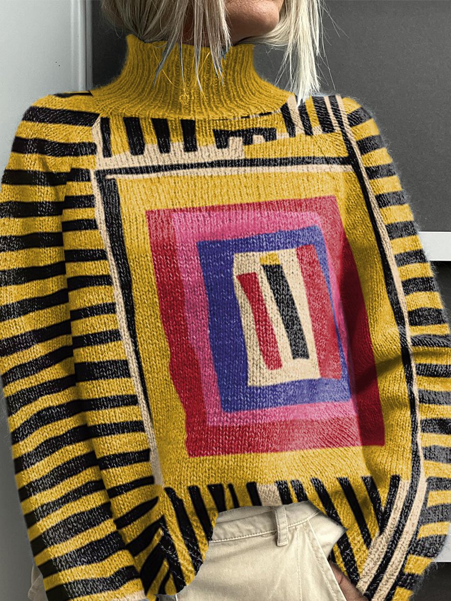 Pull Femme Col Roulé Tricot Épais Coupe Confortable