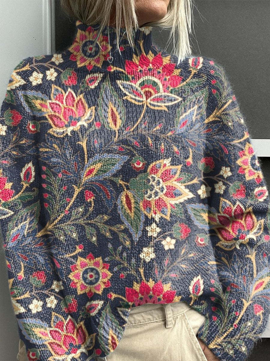 Pull Femme Col Roulé Tricot Épais Coupe Confortable