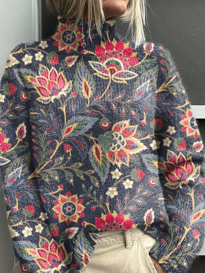 Pull Femme Col Roulé Tricot Épais Coupe Confortable