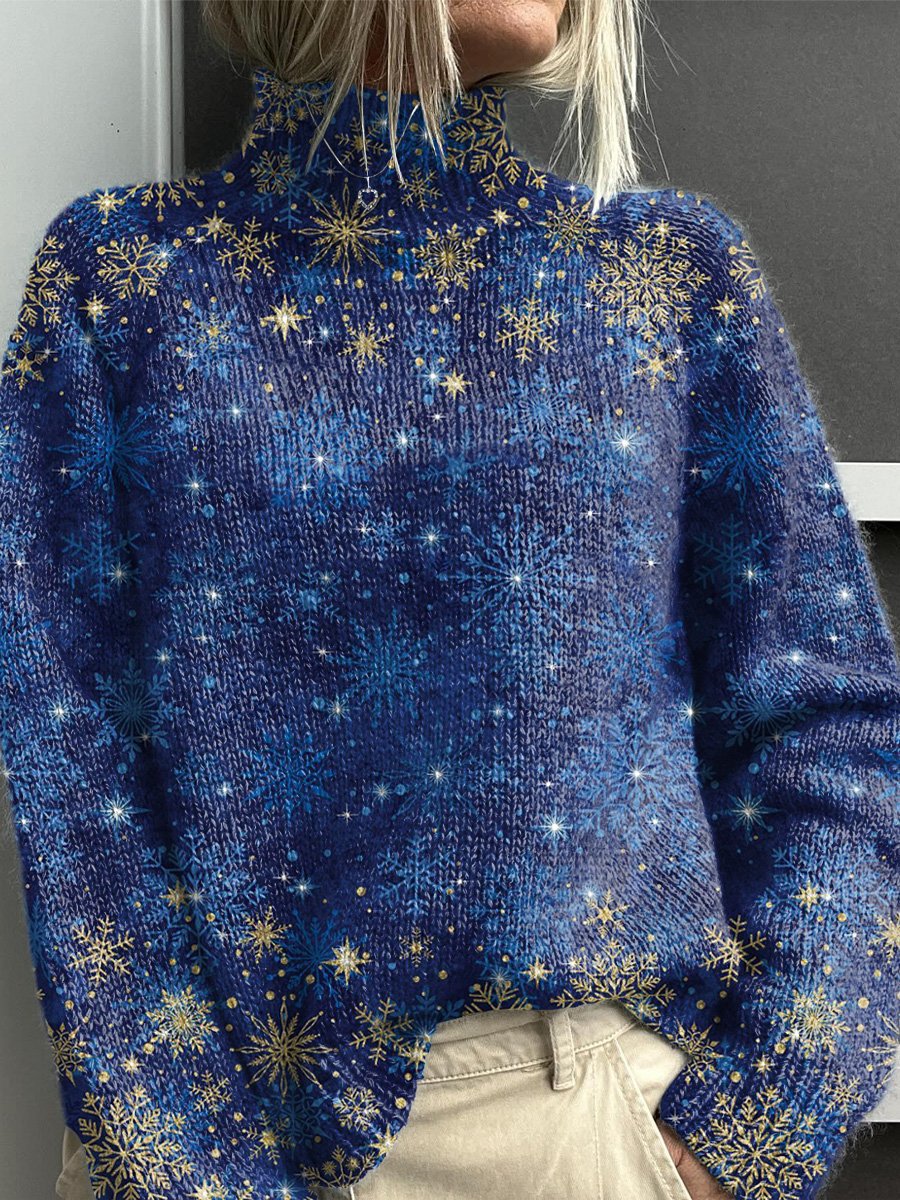 Pull Femme Col Roulé Tricot Épais Coupe Confortable