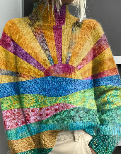 Pull Femme Col Roulé Tricot Épais Coupe Confortable