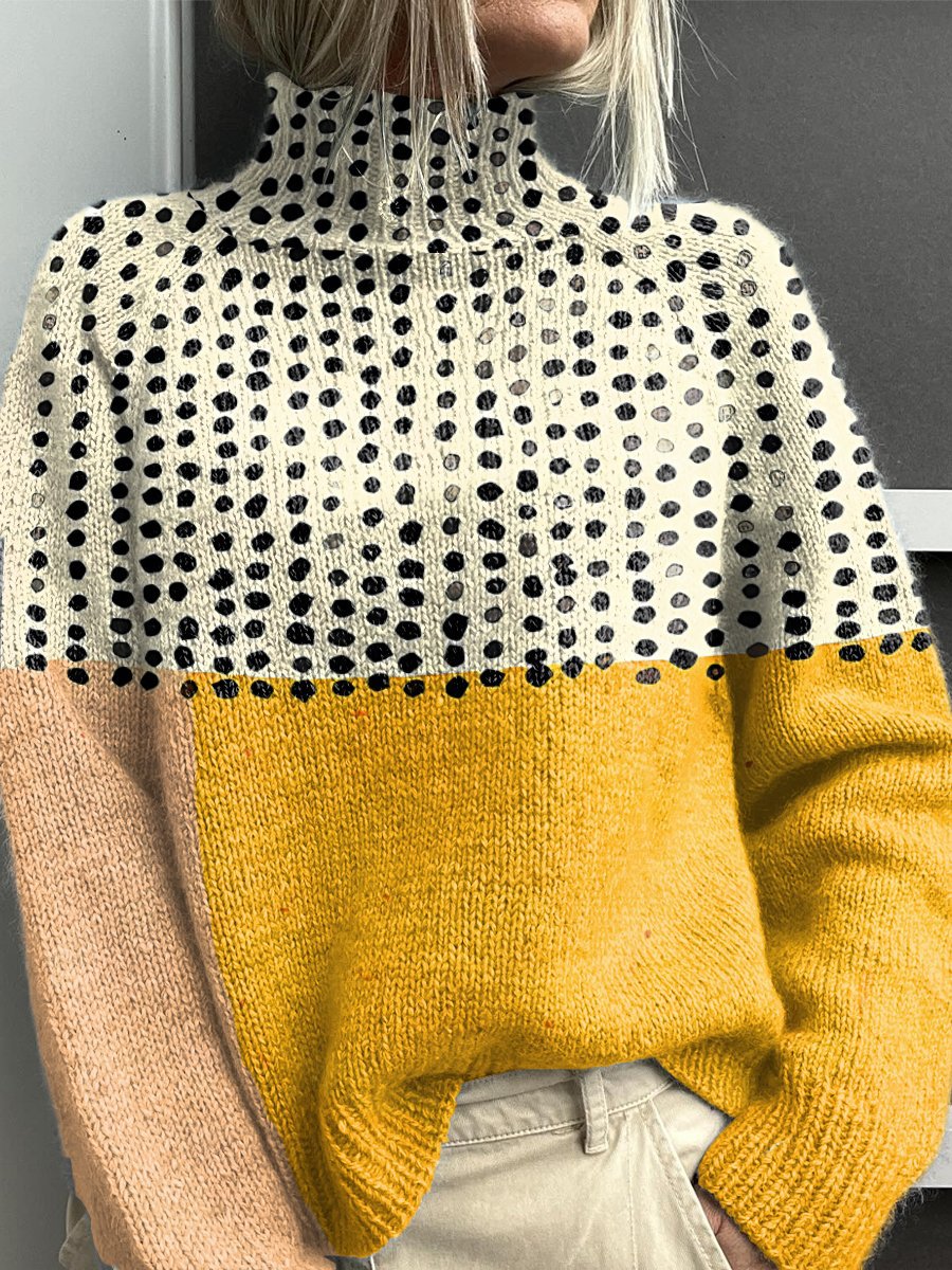 Pull Femme Col Roulé Tricot Épais Coupe Confortable
