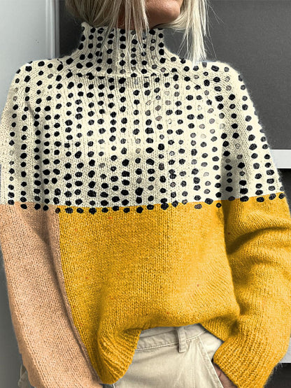 Pull Femme Col Roulé Tricot Épais Coupe Confortable