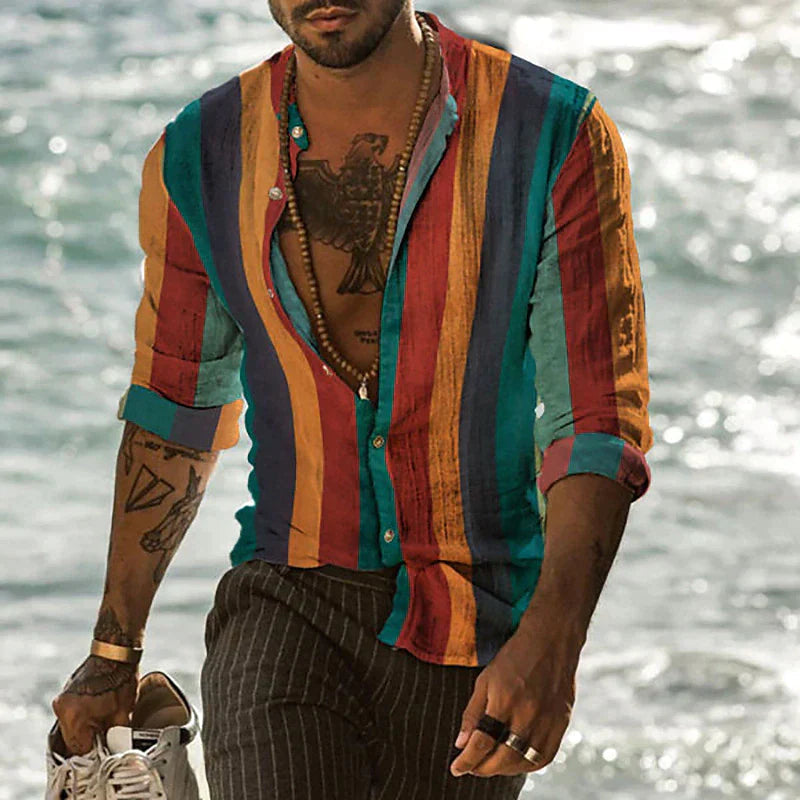 Chemise Homme Rayée Colorée et Élégante - PanierRoyale
